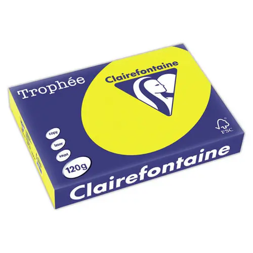 Feuilles de papier Trophée A4 120g - jaune soleil - CLAIREFONTAINE photo du produit