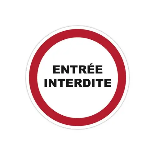 Panneau PVC rond adhésif ø 280mm Entrée interdite photo du produit