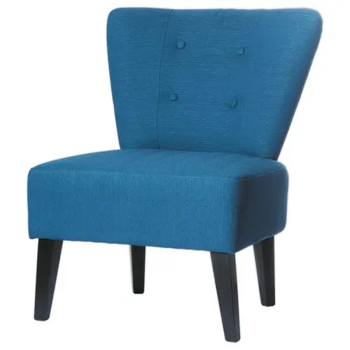 Fauteuil Brighton pieds noirs revêtement bleu monté photo du produit