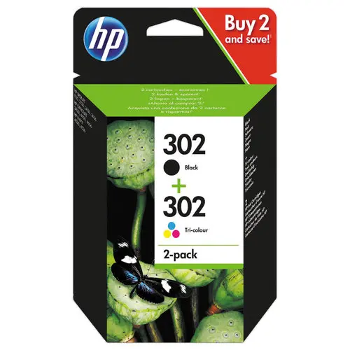 HP 302 noir et couleur - LOT de 2 cartouches d'encre de marque HP X4D37AE