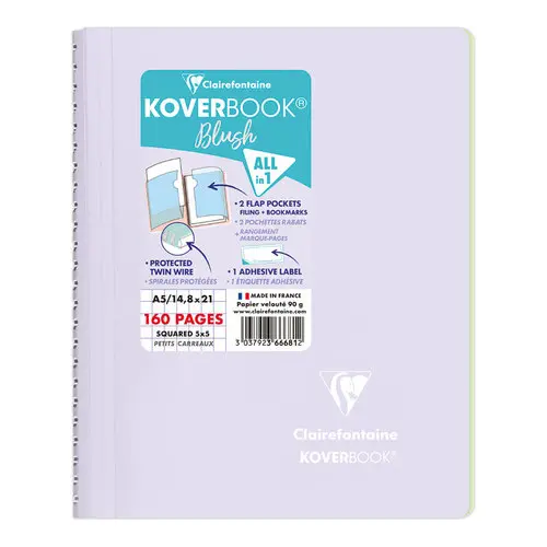 Cahier spirale KOVERBOOK Blush - A5 160 pages - 90g - CLAIREFONTAINE photo du produit