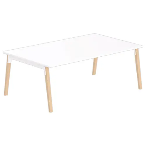 Table de réunion 200 x 120 cm blanc / hêtre photo du produit