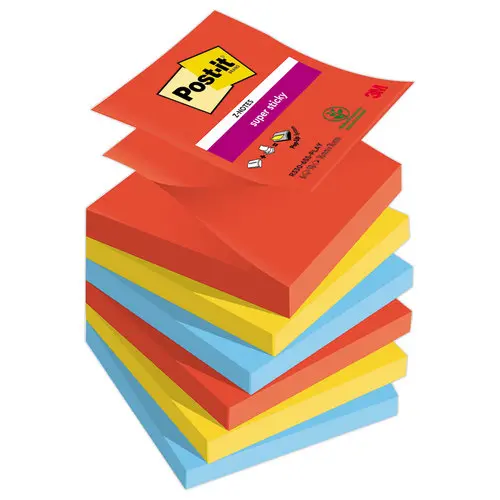 6 Z-Notes Super Sticky Collection Playful - 76 x 76 mm - 90 feuilles - POST IT photo du produit