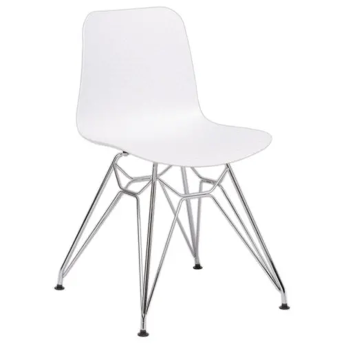 Lot de 2 Chaises UXSTEEL 2, 4 pieds chromés assise blanche photo du produit