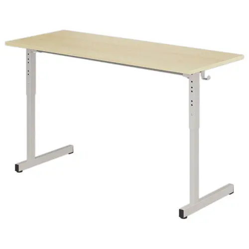 Lot de 2 Tables GANGE réglables 130x50 cm hêtrepieds gris photo du produit