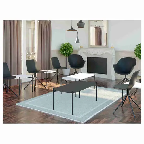 Table basse MEET 50 x 50 Blanc pieds noirs photo du produit