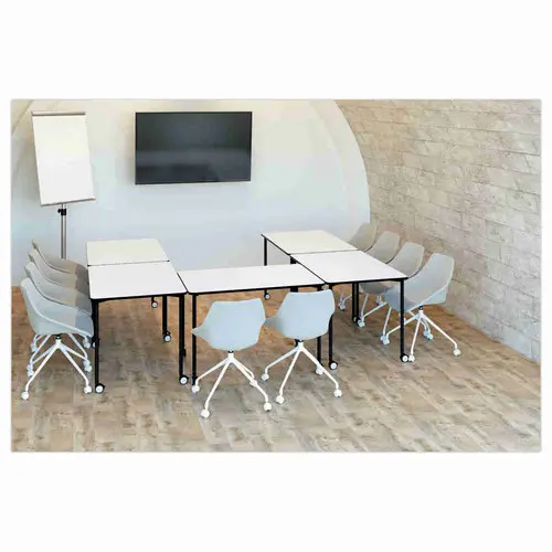 Table roulante FEX OFFICE 116 x 50 cm Blanc pieds noirs montée photo du produit