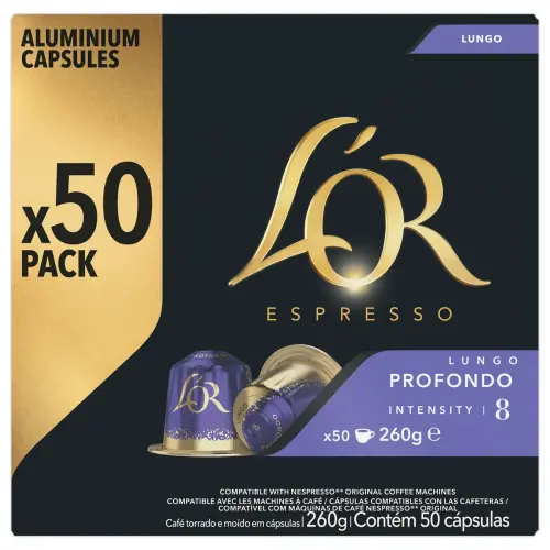 Boite de 50 capsules de café L'OR Espresso Lungo Profondo photo du produit