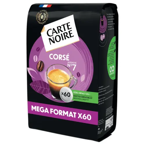 Sachet de 60 dosettes de café Carte Noire corsé n°7 photo du produit