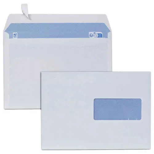 Boite de 500 enveloppes blanches 162x229 mm fen 45x100 80g bande siliconée photo du produit