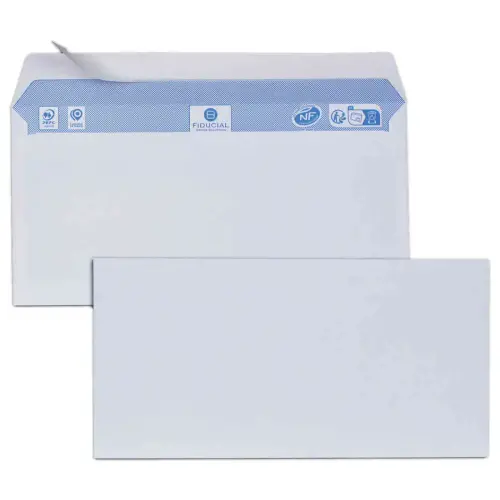 500 enveloppes blanches 110x220 - 80g - bande siliconée - FIDUCIAL photo du produit