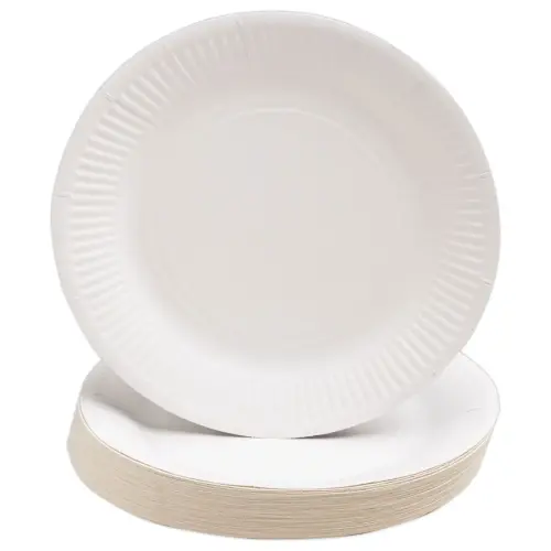 50 Assiettes en carton rondes Ø23 cm Blanc - Pro Nappe photo du produit