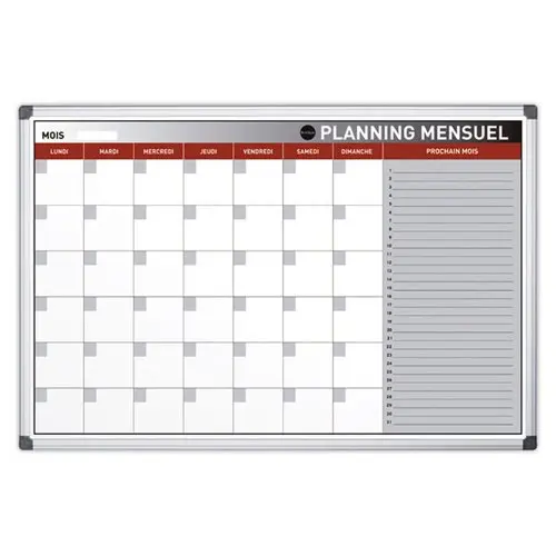 Tableau de planning mensuel et annuel - blanc inscriptible aimanté