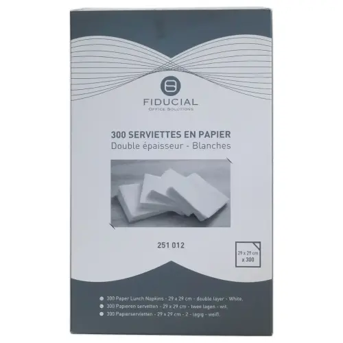 300 Serviettes de table blanches papier 2 plis - FIDUCIAL photo du produit