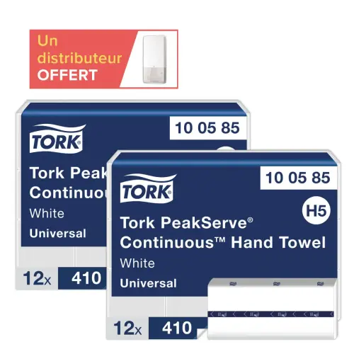 24 paquets (2 cartons de 12) Tork Peakserve H5 + 1 distrib H5 offert photo du produit