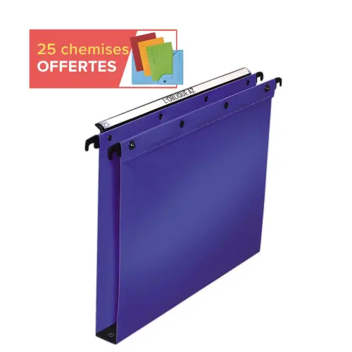 Boite de 20 Dossiers suspendus tiroirs Ultimate enpolypropylène - Dos 30 mm - BLEU photo du produit