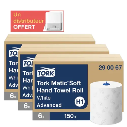 18 bobines (3 cartons de 6) Tork matic H1+ 1 distrib Intuition H1 offert photo du produit