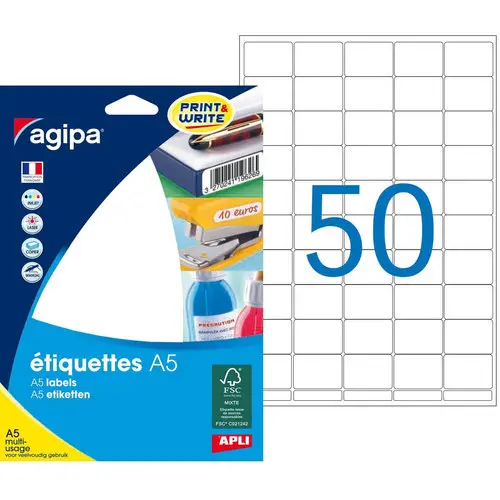 Etiquettes blanches multi usage 19x25 mm 16 feuilles photo du produit