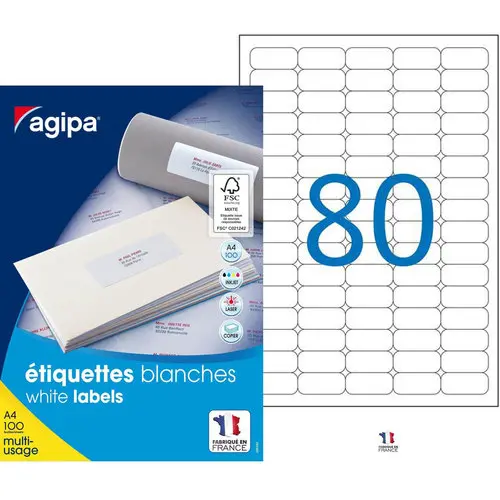 Etiquettes blanches permanentes 35,6x16,9 mm 100 feuilles photo du produit