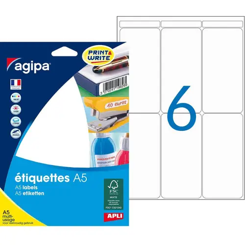 Etiquettes blanches multi usage 97x46 mm 16 feuilles photo du produit