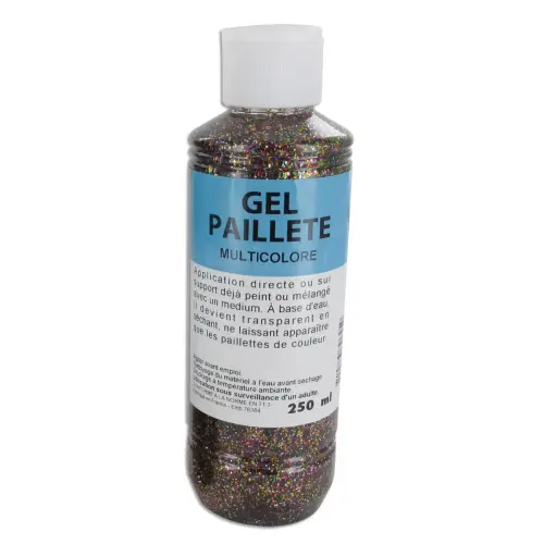 Flacon de 250 ml de gel pailleté multicolore photo du produit