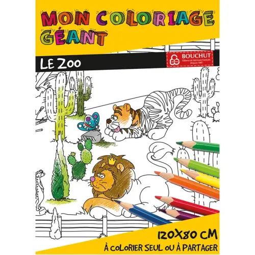 Poster géant à colorier - Thème zoo - 80 x 120 cm - CBG photo du produit