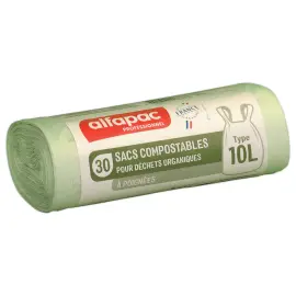 30 sacs compostable vert 10L à poignées photo du produit