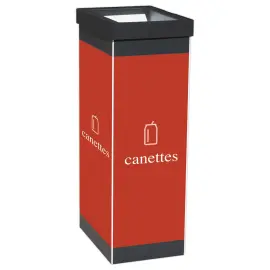 Corbeille de tri sélectif "Canettes" PAPERFLOW 60L noir/rouge photo du produit