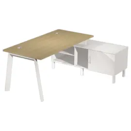 Bureau de direction avec caisson porteur chêne/blanc monté photo du produit