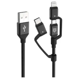 Câble de charge 3en1 USB-A/USB-C/Lightning/Micro-USB 1,2m photo du produit