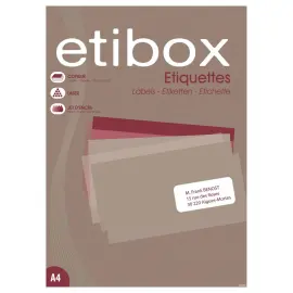 Lot de 100 Étiquettes ETIBOX MU coins arrondis 64X33.9 mm 2400 étiq/boît photo du produit