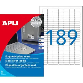 Etiquettes argent polyester laser 25,4x10 mm 20 feuilles photo du produit