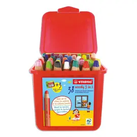 Schoolbox de 38 Crayons + 3 taille-Crayons - Coloris assortis photo du produit