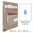 Boite de 100 Étiquettes ETIBOX coins droits 105X70 mm 800 étiq/boît photo du produit