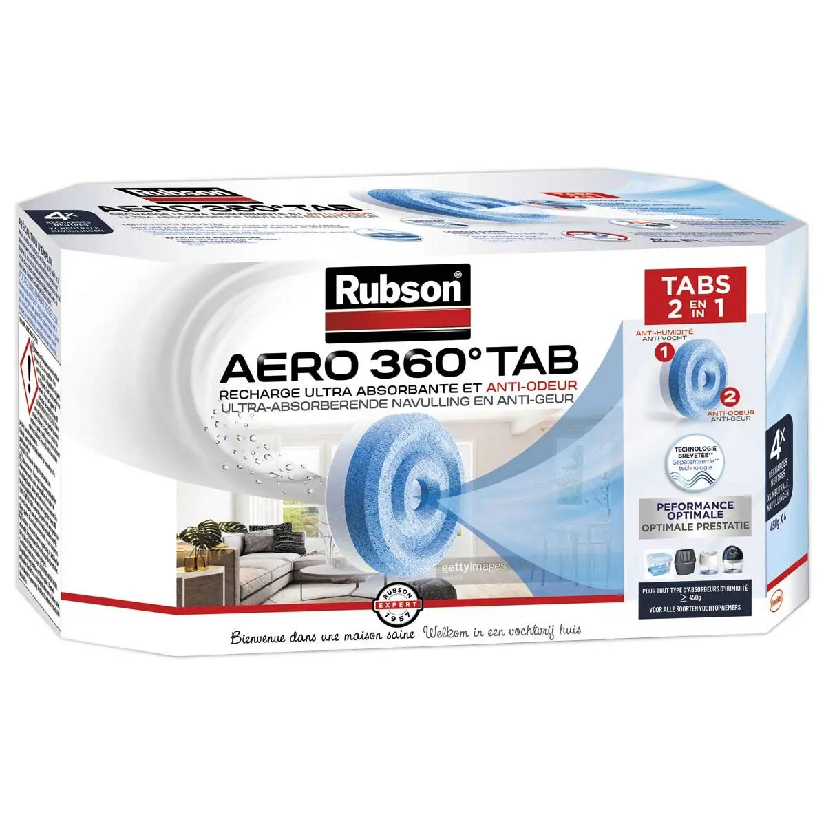 Absorbeur d'humidité Aero 360° Rubson + 1 recharge sur