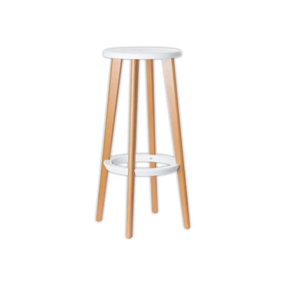 Lot de 2 Tabourets WOODY pied hêtre assise blanche montés photo du produit