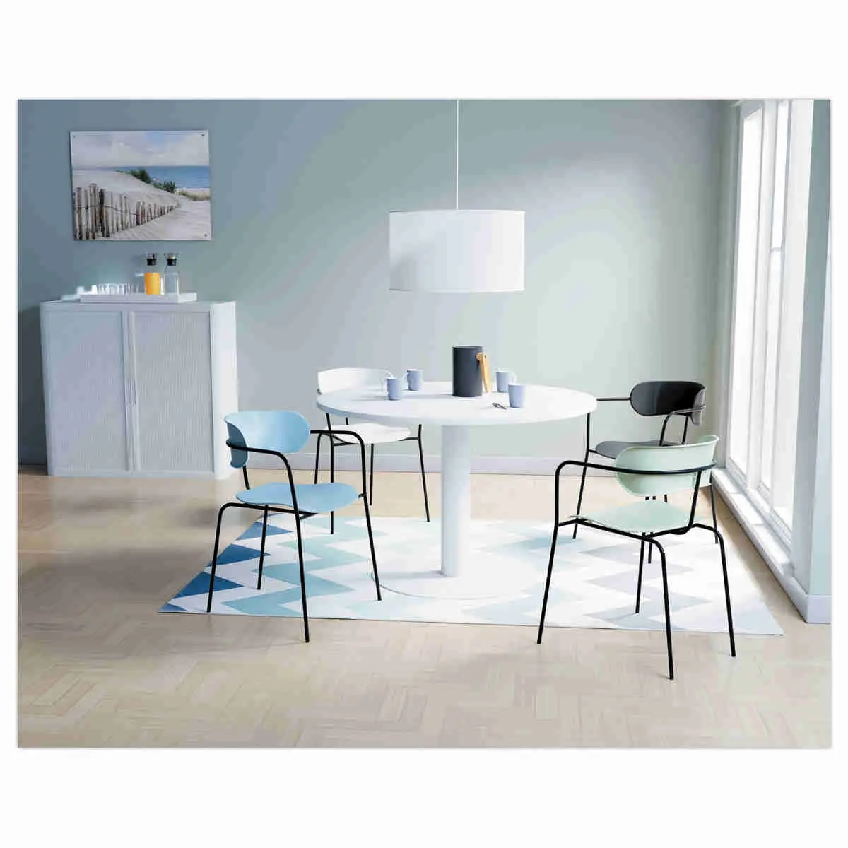 Table EASYDESK ronde Ø115cm pied blancplateau blanc photo du produit