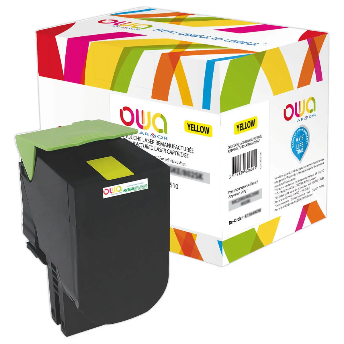 Toner éq. LEXMARK 80C2HYE, LEXMARK 80C2HY0 - Haute capacité - Jaune - OWA photo du produit