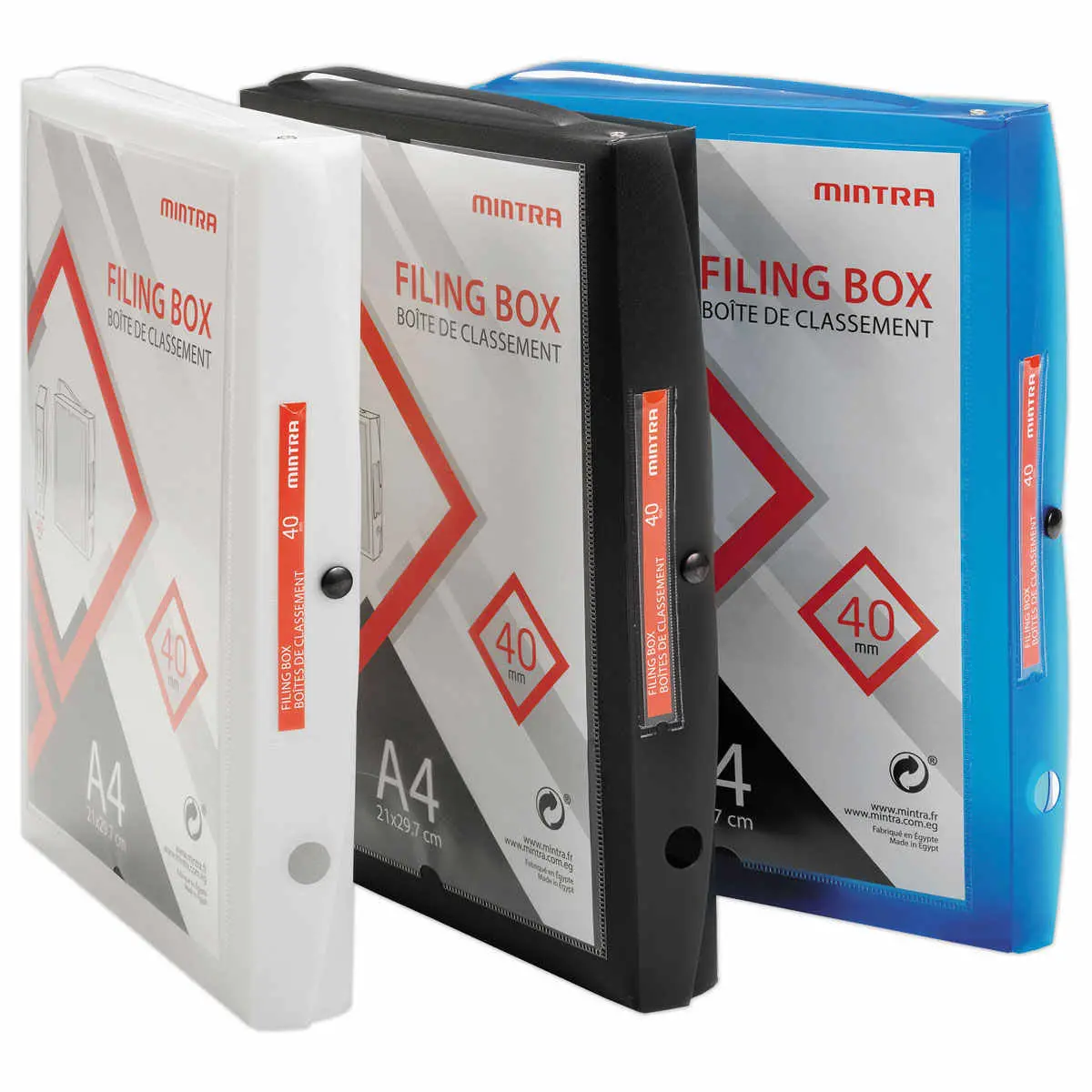 Boîte valisette personnalisable  en polypropylène A4 - Dos 4 cm noir photo du produit