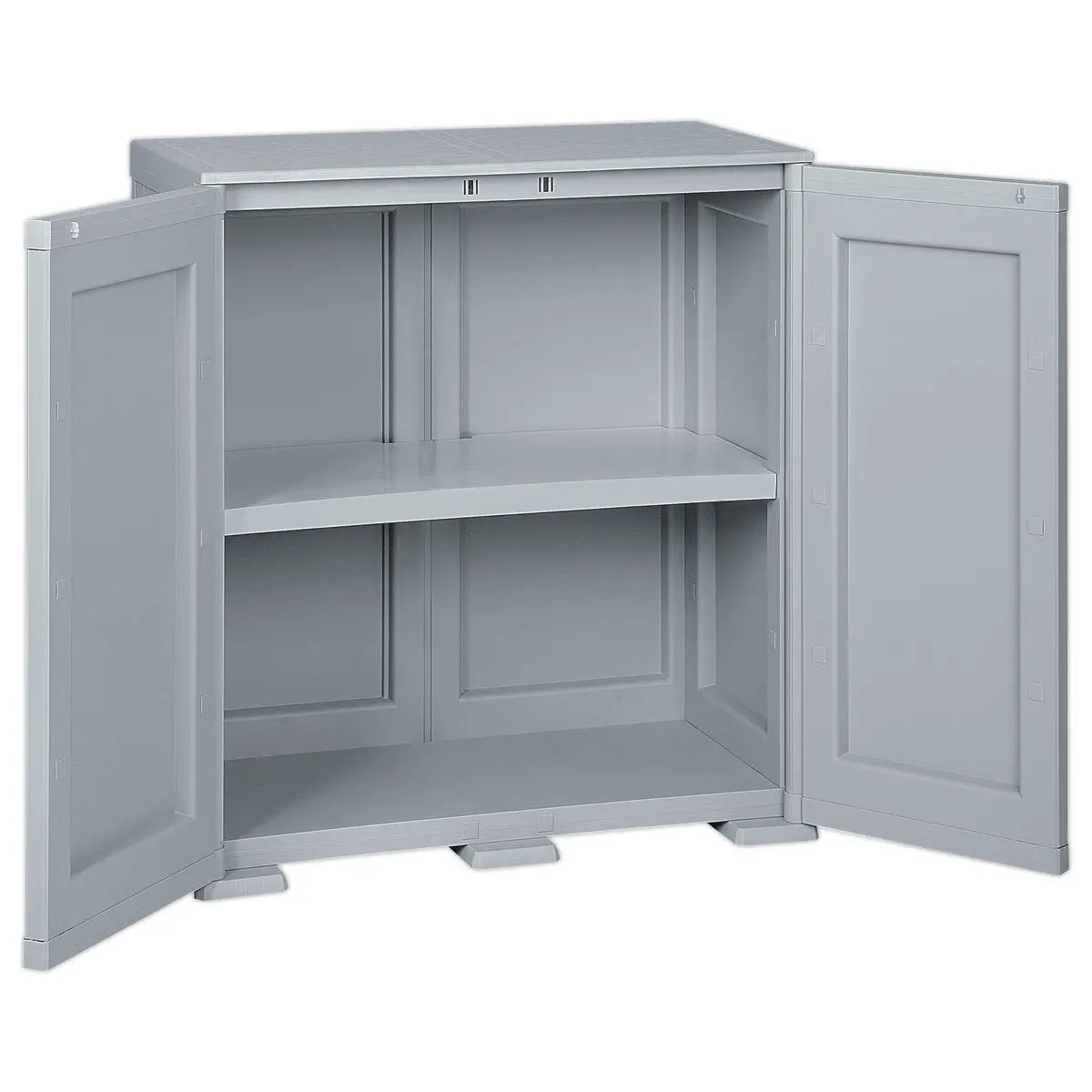 Armoire basse polypropylène 2 portes battantes 79x43x85,50 cm gris photo du produit