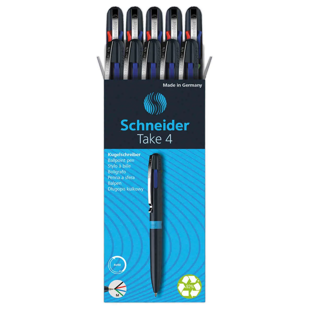 Schneider 10 pc(s) Take 4 138049 Stylo-bille multicolore couleur  d'écriture: noir, rouge, bleu, vert N/A - Conrad Electronic France