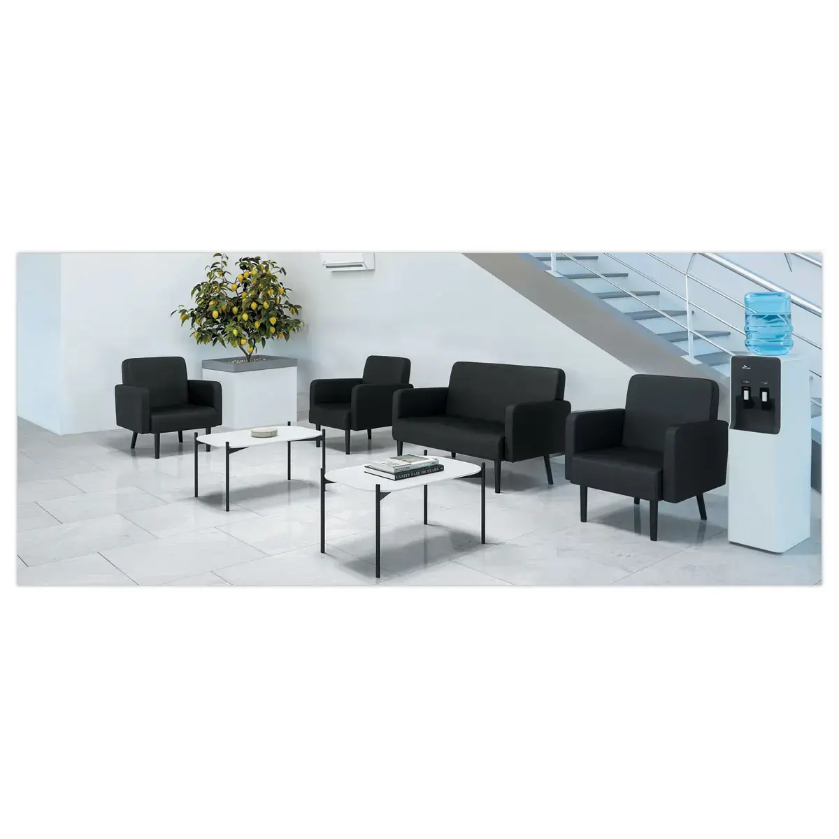 Table basse MEET 50 x 50 Blanc pieds noirs photo du produit