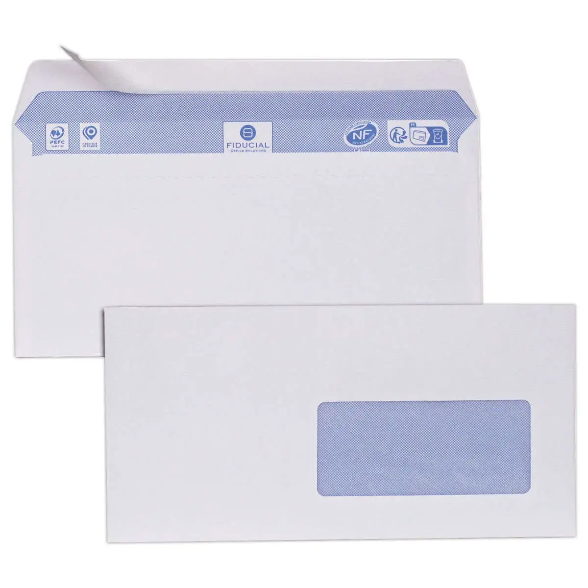 Boite de 500 enveloppes blanches 110x220 fenêtre 45x100 80 g bande siliconée photo du produit