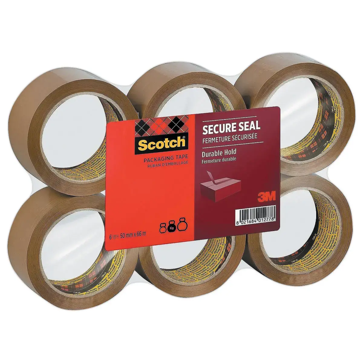 Lot de 6 rouleaux de ruban d'emballage Scotch ®SECURE SEAL50 mm x 66 m  Havane photo du produit