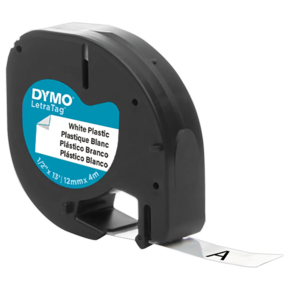 Ruban DYMO pour étiqueteuses LetraTag, plastique, 12mm x 4m, noir sur fond  blanc : : Fournitures de bureau