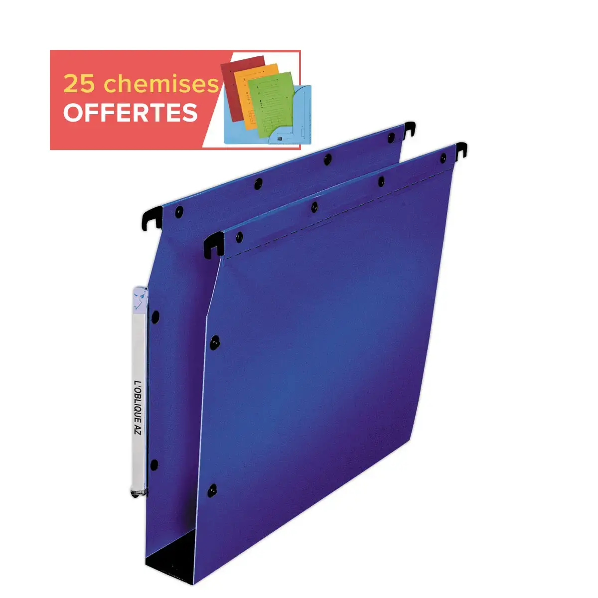 Boite de 20 Dossiers suspendus pour armoires - Fond 50 mm - BLEU photo du produit