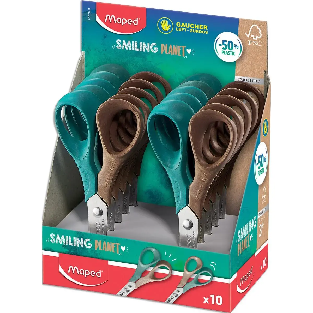 Ciseaux pour gauchers Smiling Planet - 12 cm - MAPED photo du produit