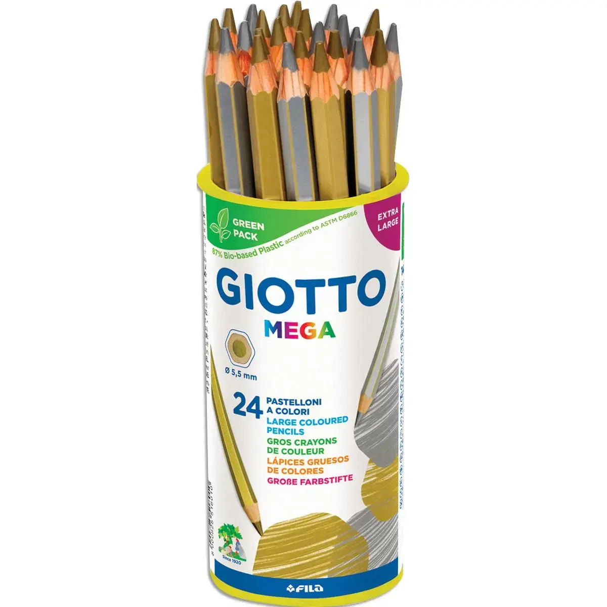 36 Crayons de couleur Méga - Or / Argent - GIOTTO photo du produit